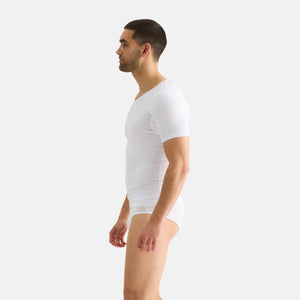 Hvid bambus anti-sved T-shirt med V-hals