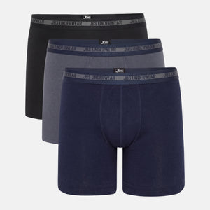 3 pak lange bambus underbukser i sort/navy/grå fra JBS