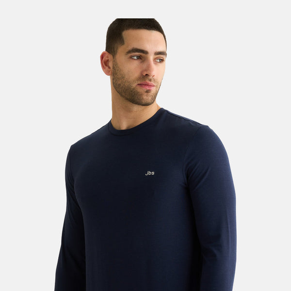 Navy langærmet bambus T-shirt til herre