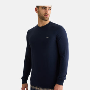 Navy langærmet bambus T-shirt til herre