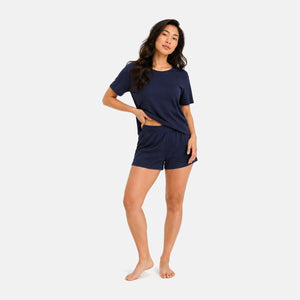 Nicole Blå kortærmet pyjamassæt fra Bamboo Basics