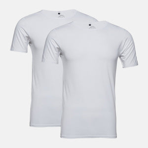 2 pak hvid slim fit bambus T-shirt fra Lindbergh
