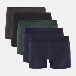 5 pak bambus underbukser i sort/grå/navy