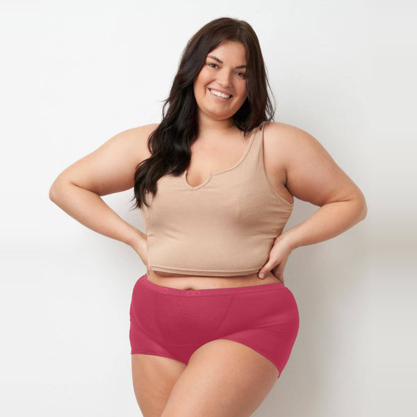Mittel/Stark Bambus Periodenslip in Ruby Pink