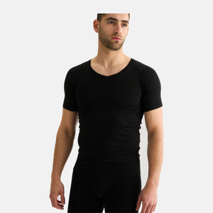 Sort bambus anti-sved T-shirt med V-hals