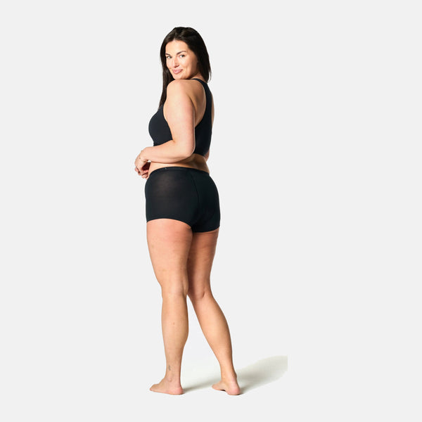 Sort menstruationstrusse Boyshort - Kraftig/nat
