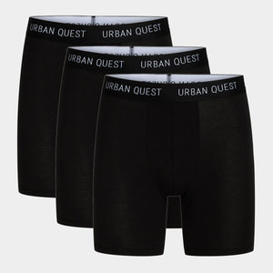3 pak Sort bambus underbukser med lange ben fra Urban Quest