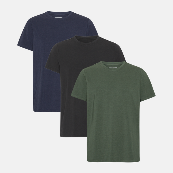 3er-Pack Bambus-T-Shirt schwarz/Nachthimmel/Waldnacht