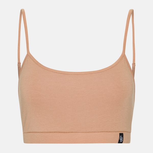 Tan bamboo bra top with thin straps - 2 pack