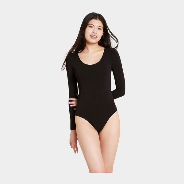 Sort bambus bodystocking med lange ærmer    Boody