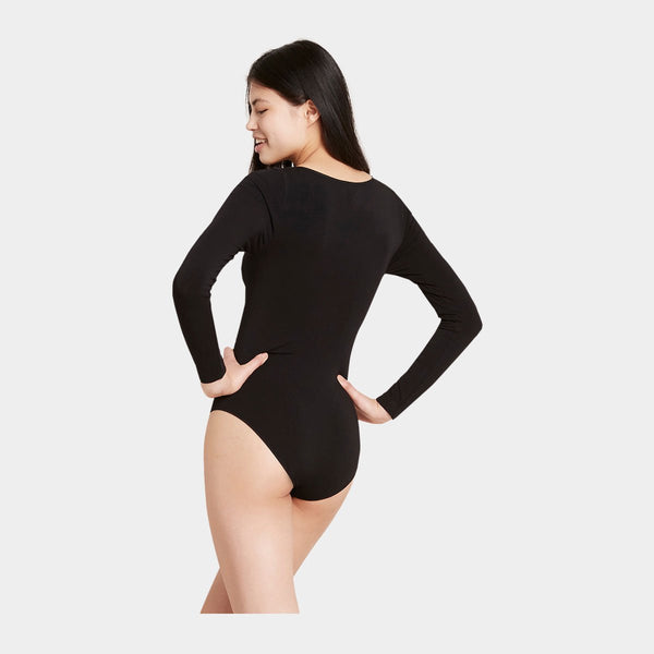 Sort bambus bodystocking med lange ærmer    Boody
